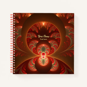 Cuaderno Luminoso abstracto moderno naranja rojo nombre fra