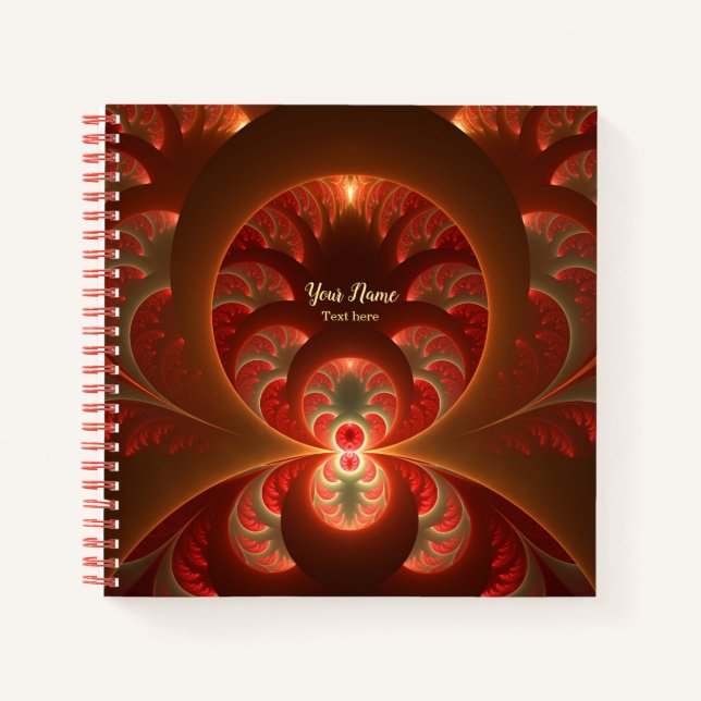 Cuaderno Luminoso abstracto moderno naranja rojo nombre fra (Anverso)