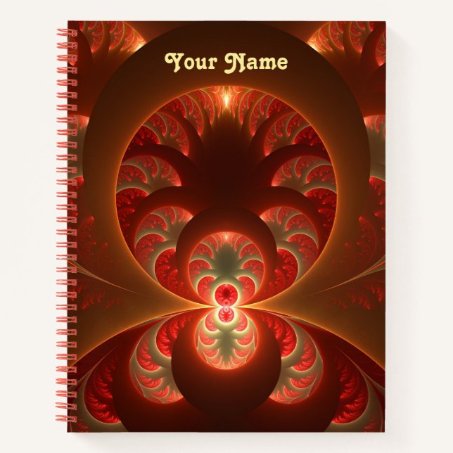 Cuaderno Luminoso abstracto moderno naranja rojo nombre fra (Anverso)