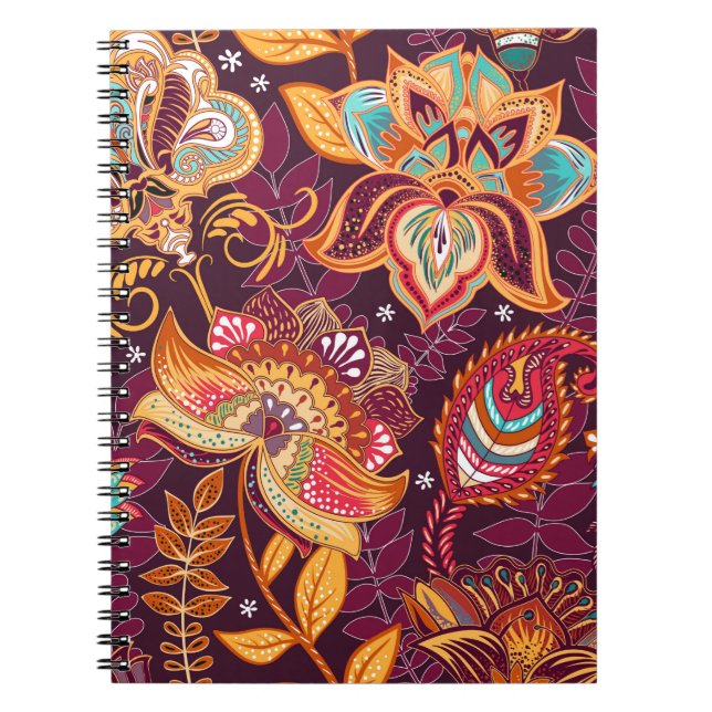 Cuaderno Luminoso patrón sin fisuras en estilo paisley. Col (Frente)