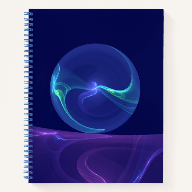 Cuaderno Luminoso sueño morado azul abstracto arte fractal (Anverso)