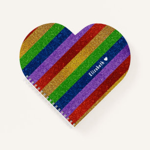 Cuaderno Luminoso y espumoso arcoiris Purpurina rayado