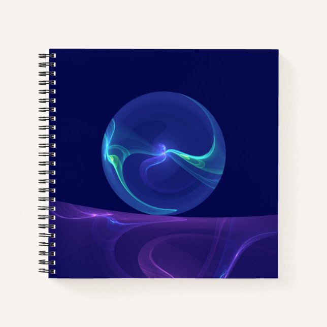Cuaderno Luminous Blue Purple Dream Abstract Fractal Art (Anverso)