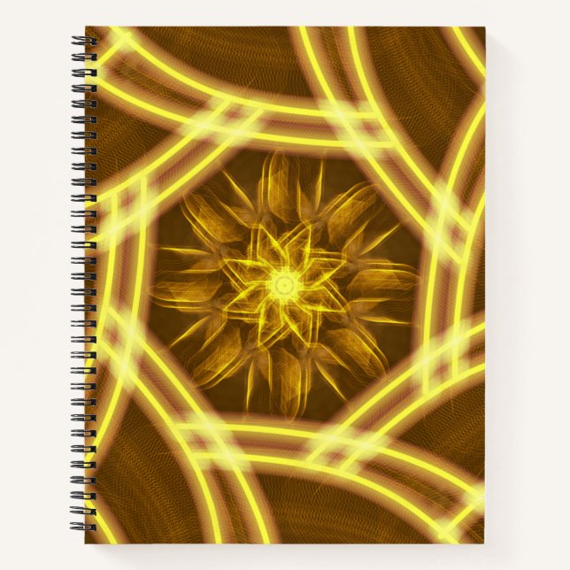 Cuaderno Luminous Star Portal – Symmetrical Golden Fractal (Anverso)