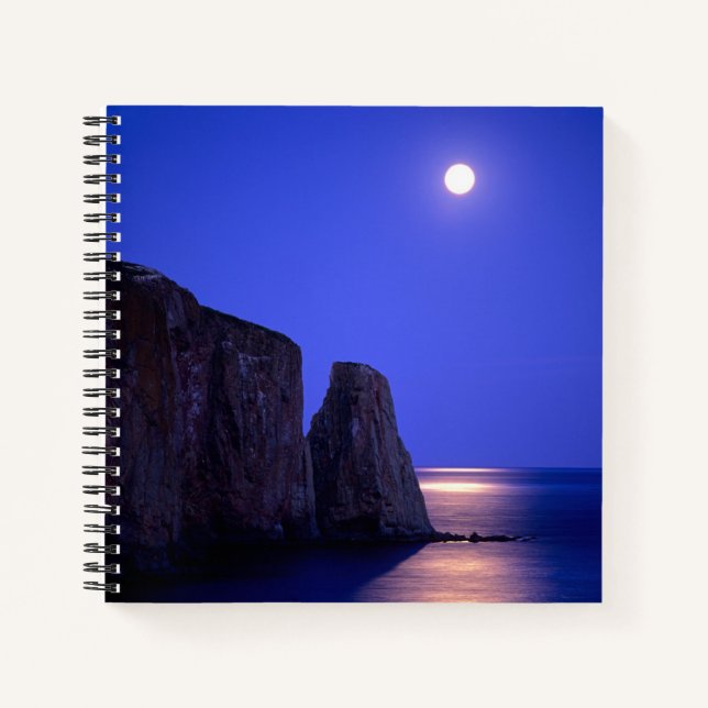 Cuaderno Luna al anochecer | Roca Perce Costa de Gaspé Queb (Anverso)