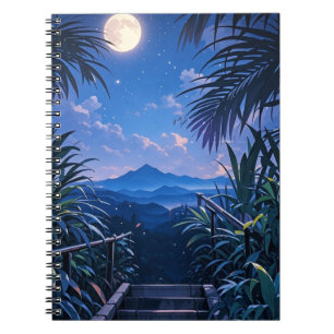 Cuaderno luna brillante y noche de la jungla