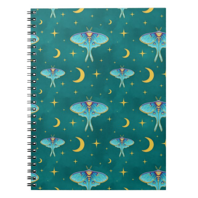 Cuaderno Luna Celestial Luna y Estrellas Luna de Luna Verde (Frente)