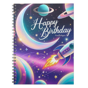 Cuaderno Luna creciente de cumpleaños feliz con temática ga