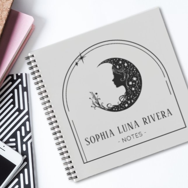 Cuaderno Luna Crescent Celestial del Arco Boho minimalista (Minimalist Boho Arch Celestial Crescent Moon Notebook )