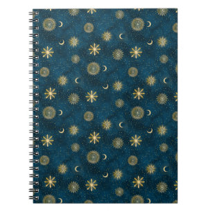Cuaderno Luna Crescent Noche Celestial Azul y Oro Starry