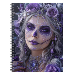 Cuaderno Luna de Amatista Calavera – Día de Muertos Púrpura