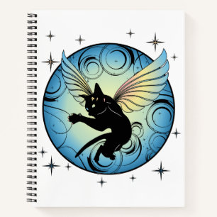 Cuaderno Luna de gato cósmico y estrellas