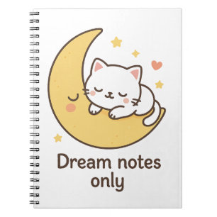 Cuaderno Luna de gato suave - "Sólo notas de sueño"