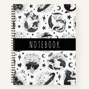 Cuaderno Luna de gatos y estrellas cósmicas
