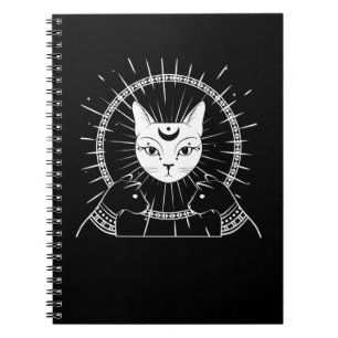 Cuaderno Luna de Gótico de Creciente Creciente Gato en Egi