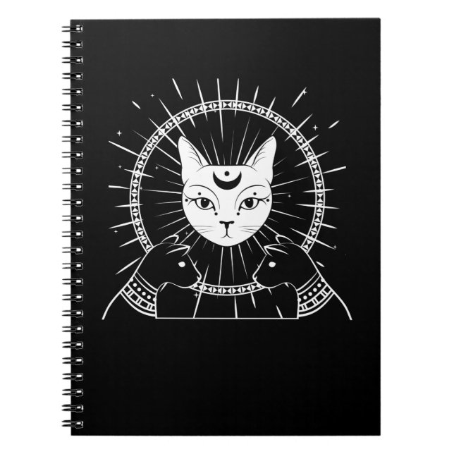 Cuaderno Luna de Gótico de Creciente Creciente Gato en Egip (Frente)