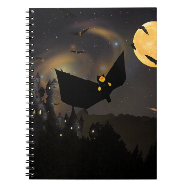 Cuaderno Luna de murciélagos y Halloween (Frente)