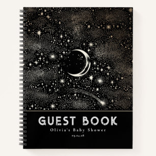 Cuaderno Luna de noche estrellada celestial y estrellas neg