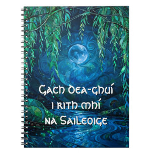 Cuaderno Luna de Sauce Sauce Fluyente Río Saludo Celta