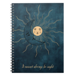 Cuaderno Luna de sol vintage oro negro azul verde azulado