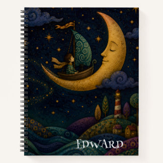 CUADERNO LUNA DORADA DE VELA PERSONALIZADA PARA NIÑO CAPRIC