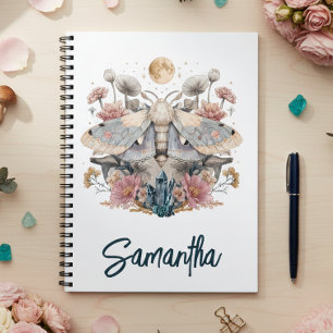 Cuaderno Luna floral de cristal de polilla celeste