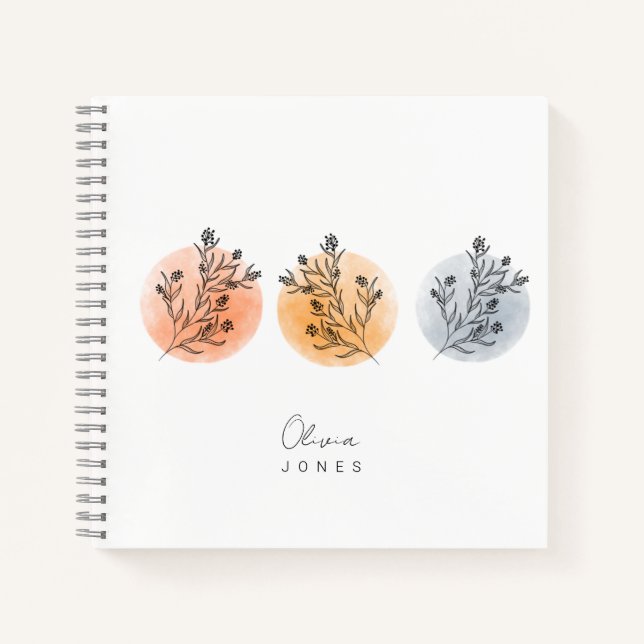 Cuaderno Luna floral minimalista y escandinava (Anverso)