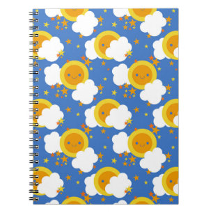 Cuaderno Luna Kawaii Caída, Estrellas, Sol