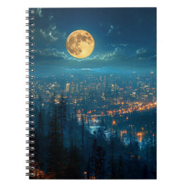 Cuaderno Luna llena, ciudad en el bloc de notas de la noche