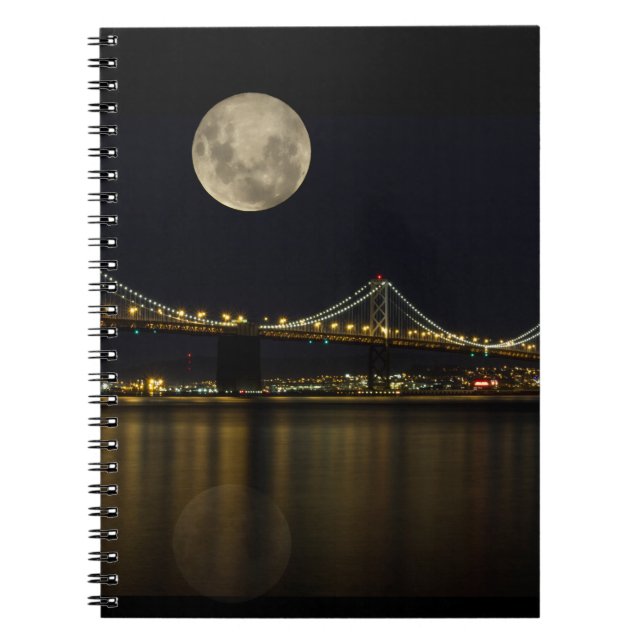 Cuaderno Luna llena sobre el puente de la bahía (Frente)