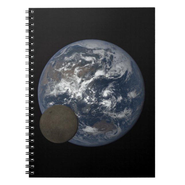 Cuaderno Luna moviéndose frente a la imagen de DSCOVR de la (Frente)