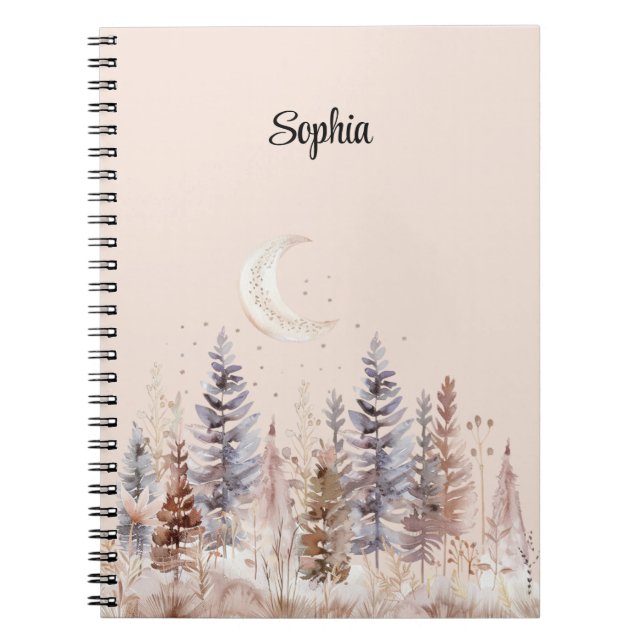 Cuaderno Luna Rosada Árboles Purpura (Frente)