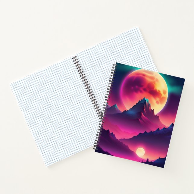 Cuaderno luna surgiendo entre las montañas (Interior)