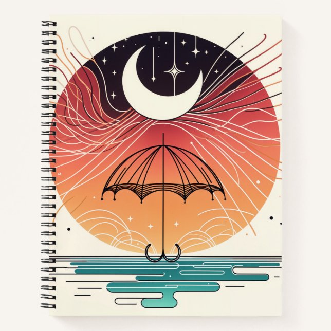 Cuaderno Luna y estrellas de Boho Celestial (Anverso)