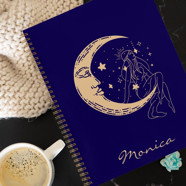 Cuaderno Luna y estrellas de mujeres celestes, boho, oro el (Subido por el creador)