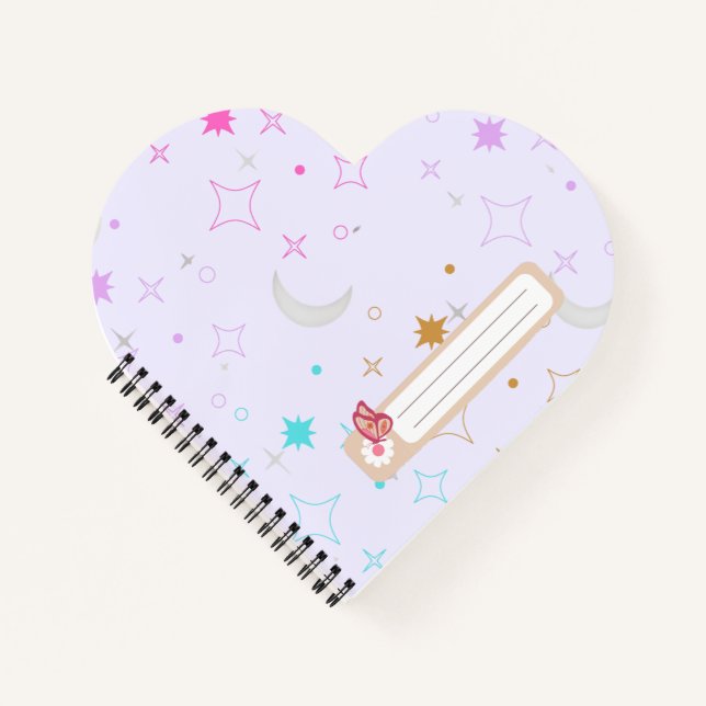 Cuaderno Luna y Estrellas  Minimalista Lavanda (Anverso)