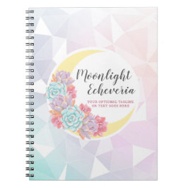 Cuaderno Luna y Suculentas Pastel Místico Boho Floral Cactu