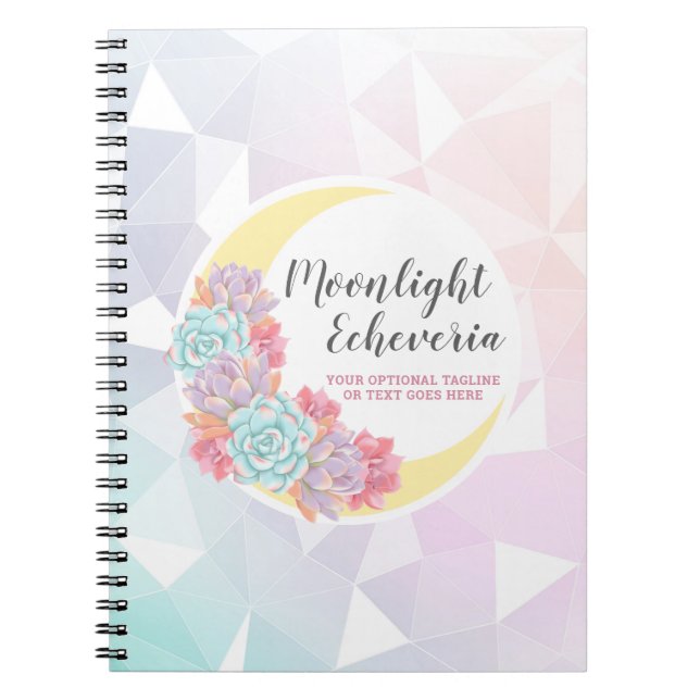 Cuaderno Luna y Suculentas Pastel Místico Boho Floral Cactu (Frente)