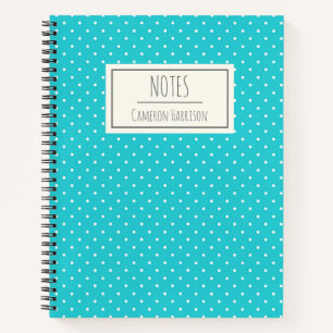 Cuaderno Lunares Azules Turquesa Lindos Personalizados