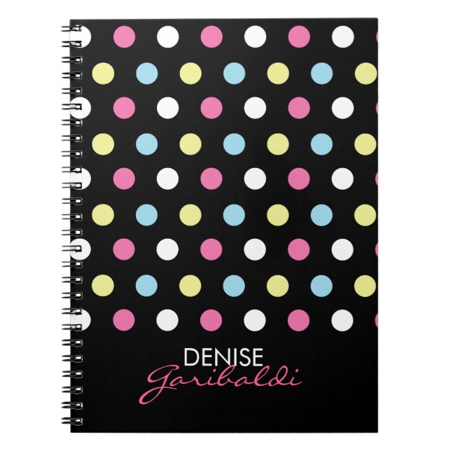 Cuaderno Lunares de neón modernos elegantes personalizados (Frente)