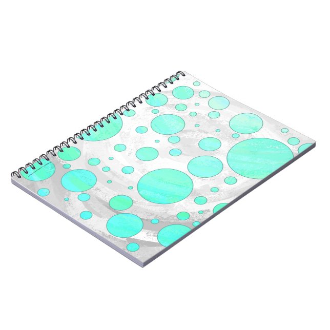 Cuaderno Lunares del azul de la aguamarina del hielo de la (Lado Izquierdo)