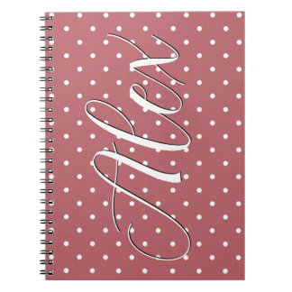 Cuaderno Lunares diminutos de color rosa y blanco