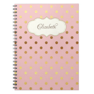 Cuaderno Lunares Dorados Adorables, Personalizado