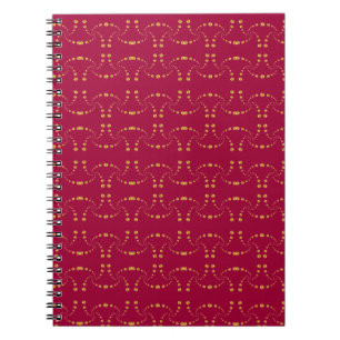 Cuaderno Lunares dorados giratorios sobre rojo burdeos