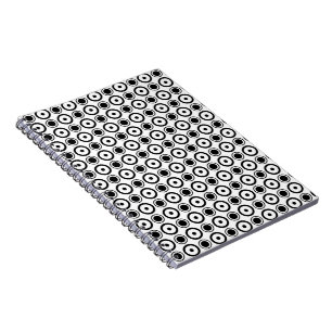 Cuaderno Lunares elegantes blancos y negros sobre fondo bla