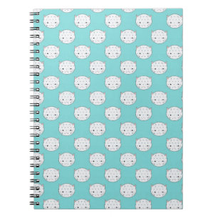Cuaderno Lunares Gato Blanco Cara sobre Verde Azulado