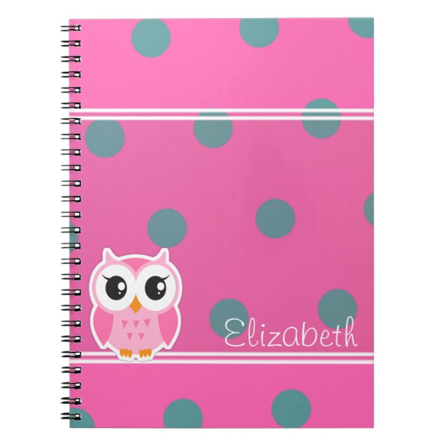 Cuaderno Lunares Geniales y Modernos Personalizados con Búh (Frente)