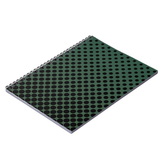 Cuaderno Lunares negros en cascada sobre verde oscuro (Lado Izquierdo)