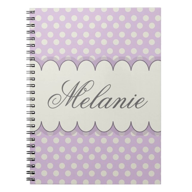 Cuaderno Lunares púrpuras personalizados personalizado del (Frente)