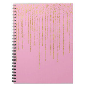 Cuaderno Lunares Rayas Confeti Glam Oro Rosa